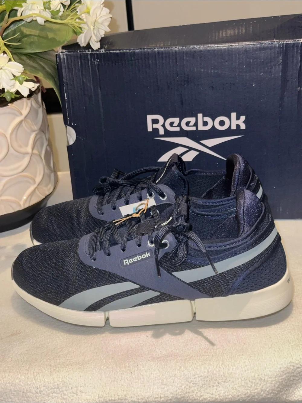 Reebok Men's Navy and Black Athletic Sneakers